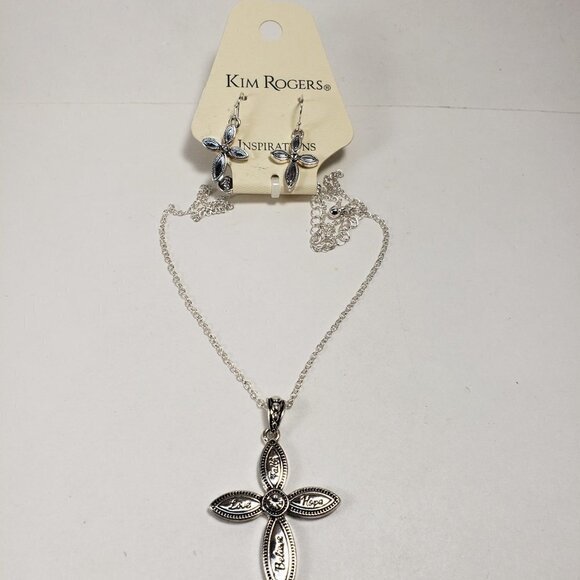 Elegant Silver Cross Pendant Necklace with Matching Earrings – Christian Jewelry - Picture 12 of 12